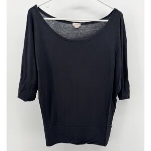 Zenana Outfitters Women's Scoop Neck Long Sleeve Bouse Shirt Black Size Small